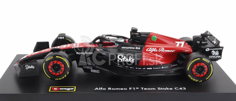 Bburago Alfa romeo F1 C43 Team Stake N 77 Season 2023 Valtteri Bottas 1:43, čierna