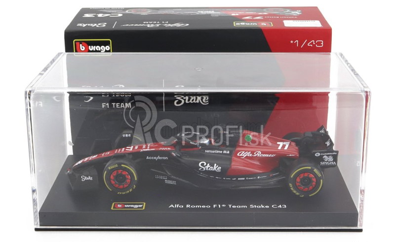 Bburago Alfa romeo F1 C43 Team Stake N 77 Season 2023 Valtteri Bottas 1:43, čierna