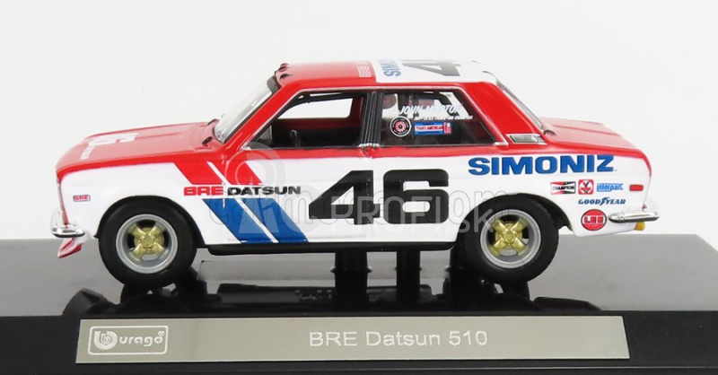 Bburago Datsun 510 Bre N 46 Racing 1972 1:43 bielo-modro-červená