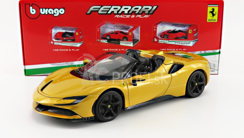 Bburago Ferrari SF90 Spider 1:18 žltá metalíza