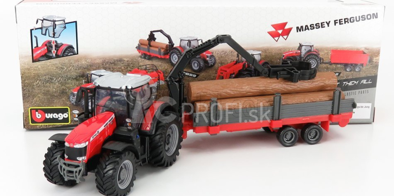 Bburago Massey Ferguson 8740S s drevom