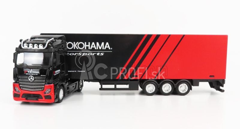 Bburago Mercedes Benz Actros 2 Gigaspace Truck Yokohama Tires 2016 1:43 čierno-červená