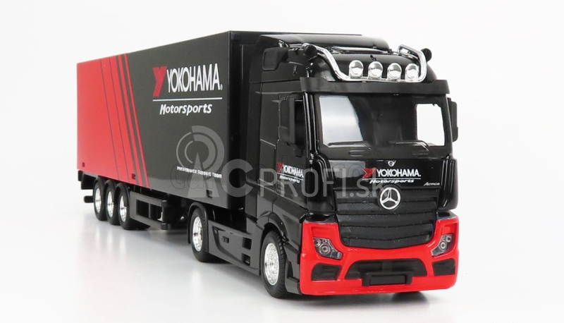 Bburago Mercedes Benz Actros 2 Gigaspace Truck Yokohama Tires 2016 1:43 čierno-červená