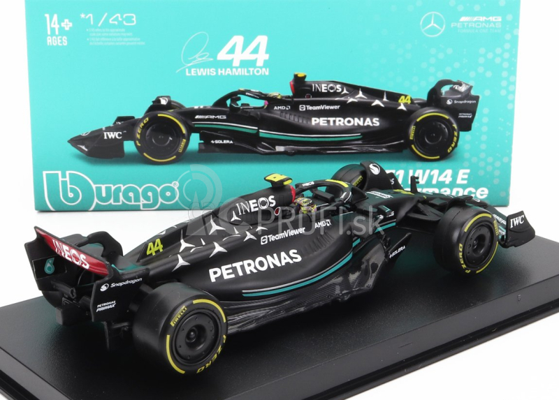 Bburago Mercedes gp F1 W14 Team Mercedes-amg Petronas F1 N 44 1:43, čierna