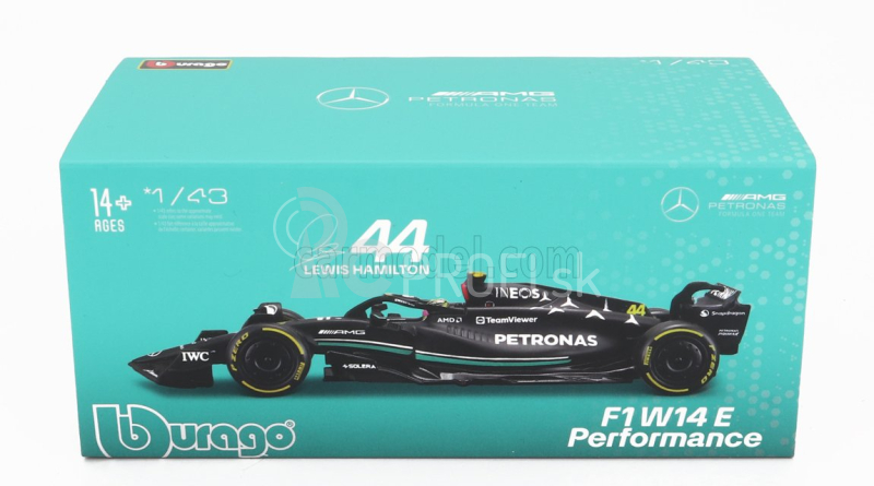 Bburago Mercedes gp F1 W14 Team Mercedes-amg Petronas F1 N 44 1:43, čierna