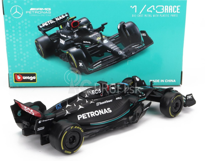 Bburago Mercedes gp F1 W14 Team Mercedes-amg Petronas F1 N 63 1:43, čierna