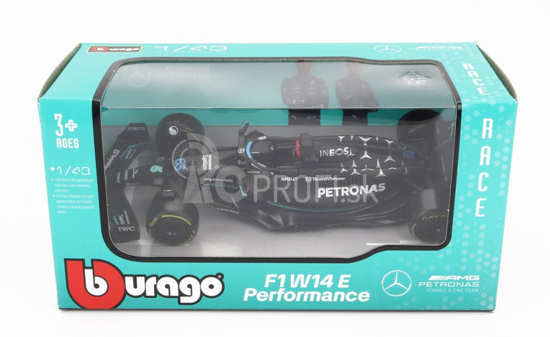 Bburago Mercedes gp F1 W14 Team Mercedes-amg Petronas F1 N 63 1:43, čierna