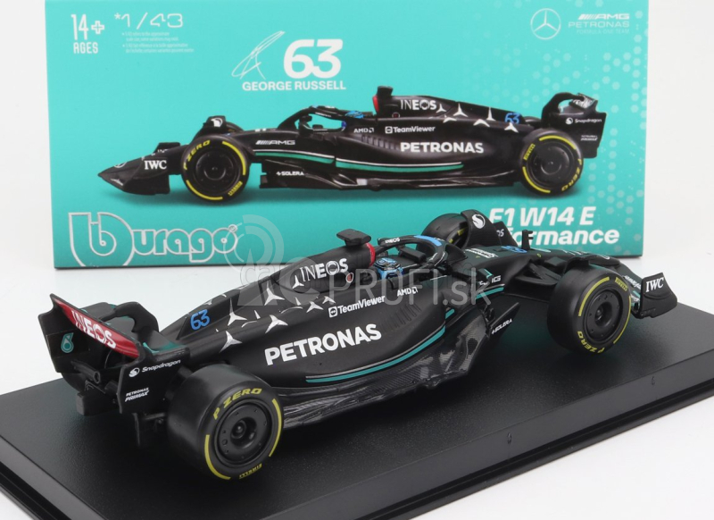 Bburago Mercedes gp F1 W14 Team Mercedes-amg Petronas F1 N 63 1:43, čierna