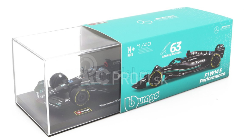 Bburago Mercedes gp F1 W14 Team Mercedes-amg Petronas F1 N 63 1:43, čierna