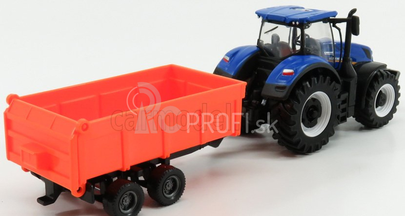 Bburago New holland T7.315 Tractor + Tipping Trailer 1:50 modro-červená