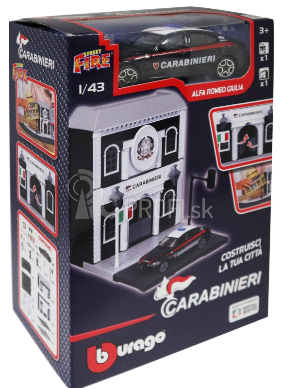Bburago Accessories Diorama – Set Build Your City Police Station – Caserma Carabinieri 1:43