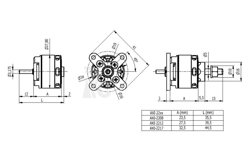 Bezkartáčový motor AXI 2217/16 V3