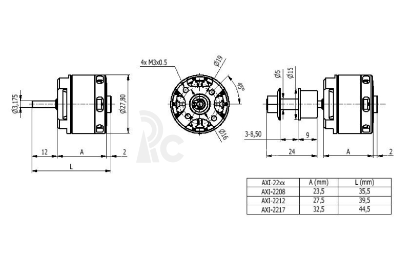 Bezkartáčový motor AXI 2217/16 V3