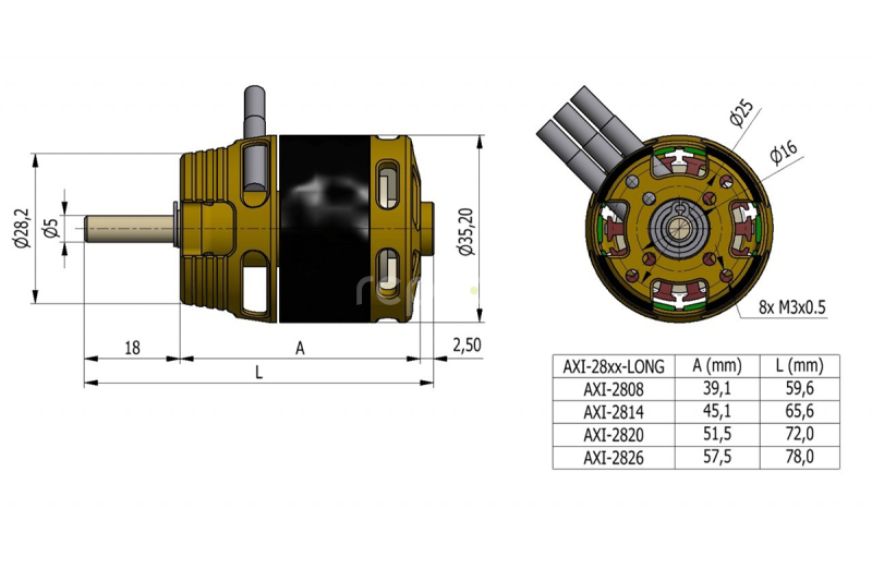 Bezkartáčový motor AXI 2814/12 V3 LONG