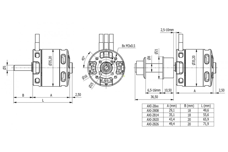 Bezkartáčový motor AXI 2814/6D V3