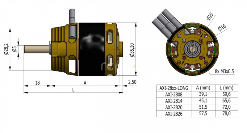 Bezkartáčový motor AXI 2826/10 V3 LONG