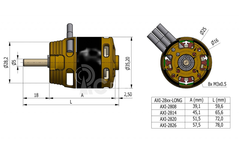 Bezkartáčový motor AXI 2826/12 V3 LONG