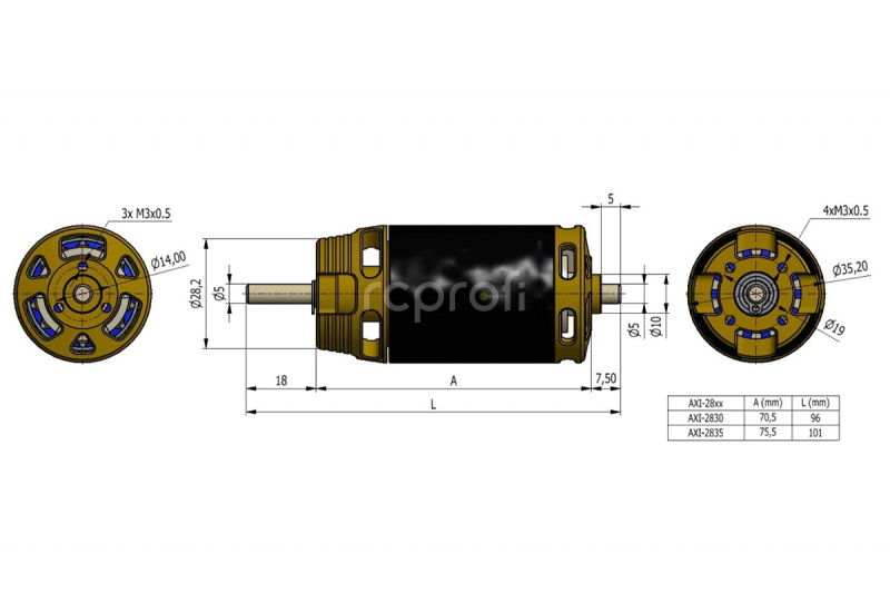 Bezkartáčový motor AXI 2835/10 V3 LONG