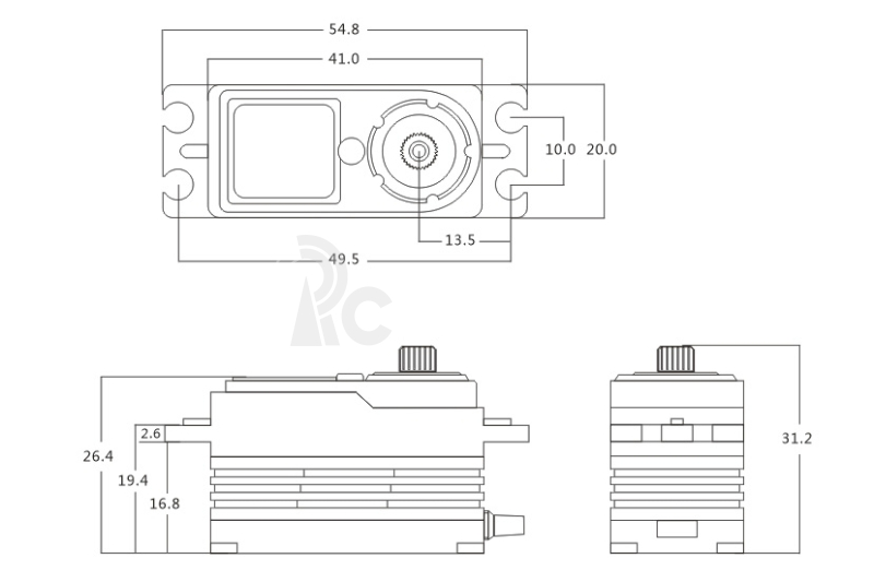 BH615S SSR HiVOLT BRUSHLESS Digitálne servo - NÍZKY PROFIL (15 kg-0,045s/60°)