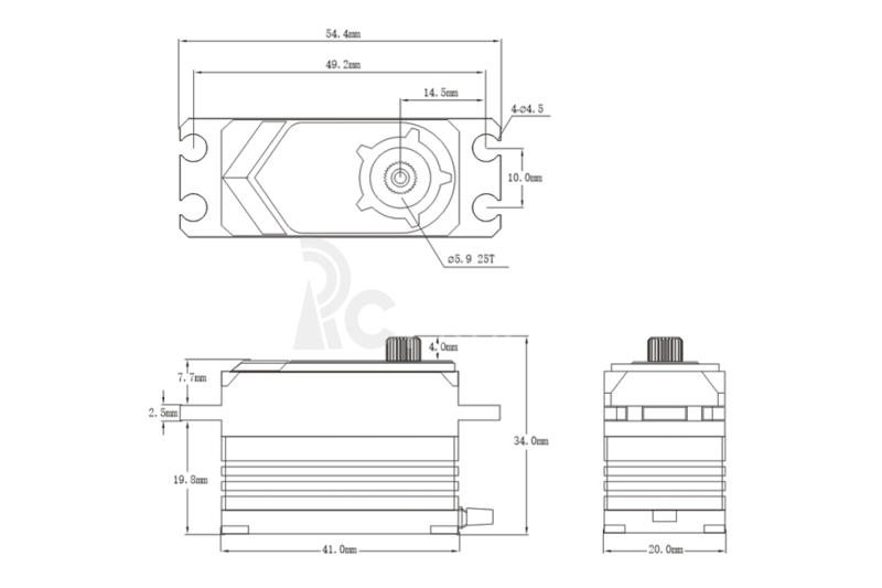 BHX6 HiVOLT BRUSHLESS Digitálne servo s nízkym profilom (35 kg-0,053s/60°)