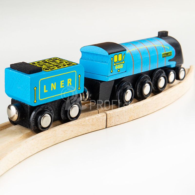 Bigjigs Rail Drevená replika lokomotívy Mallard + 3 koľaje