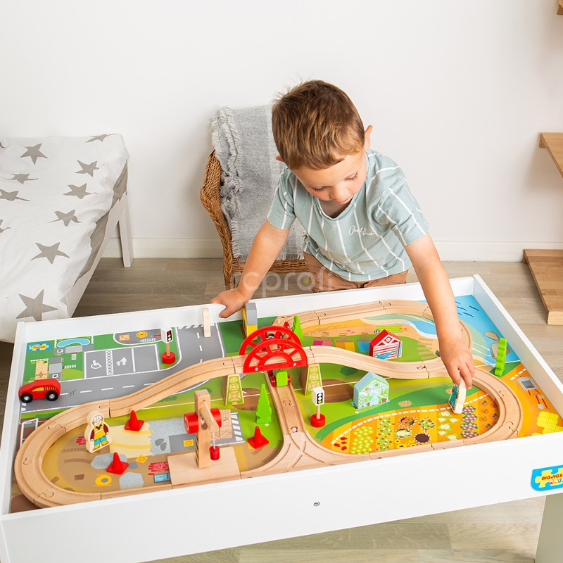 Bigjigs Rail Drevená vlaková dráha a stôl