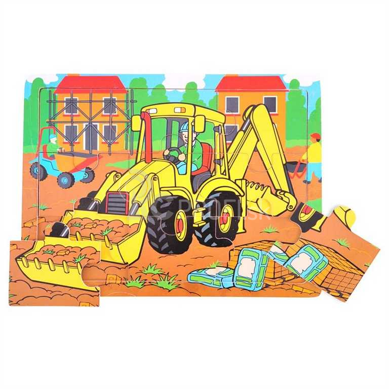 Bigjigs Toys Drevené puzzle Digger 9 dielikov