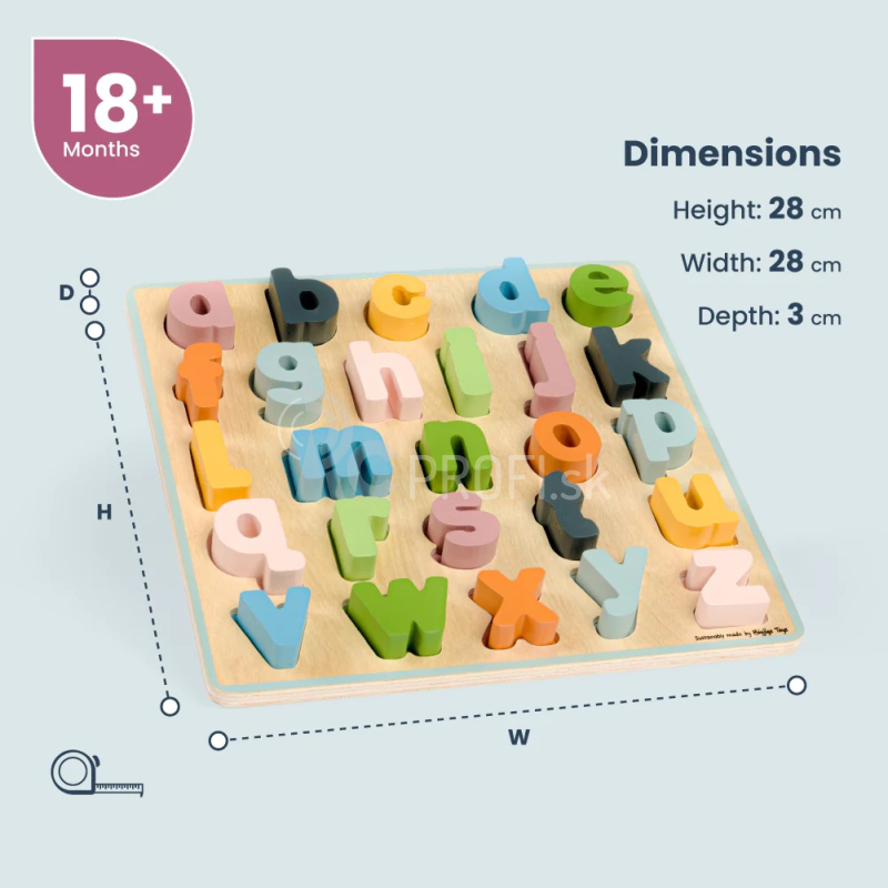 Bigjigs Toys Drevené puzzle s malými písmenami - abc