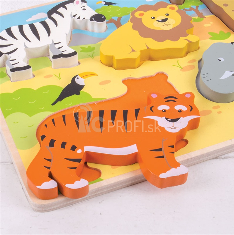 Bigjigs Toys Hrubé vkladacie safari puzzle