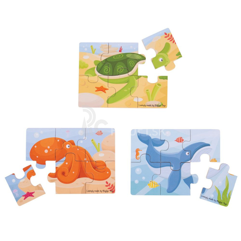 Bigjigs Toys Puzzle 3v1 Morské zvieratá