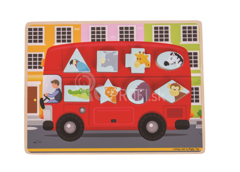 Bigjigs Toys Vkladací puzzle autobus so zvieratkami