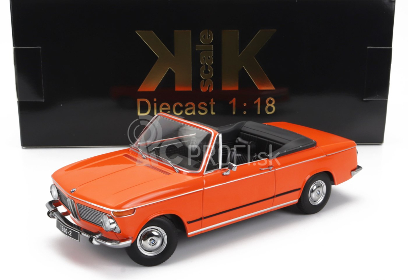 BMW 1600-2 Cabriolet 1968 v mierke kk - s odnímateľnou mäkkou strechou 1:18 oranžová