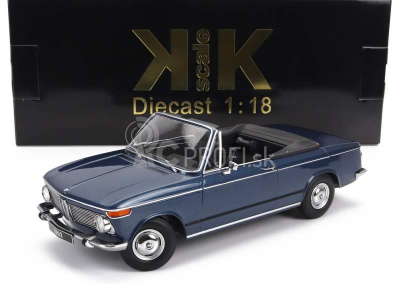 BMW 2002 Cabriolet 1968 v mierke kk - s odnímateľnou mäkkou strechou 1:18 Blue Met