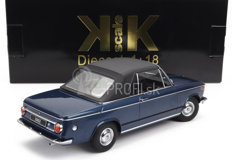 BMW 2002 Cabriolet 1968 v mierke kk - s odnímateľnou mäkkou strechou 1:18 Blue Met