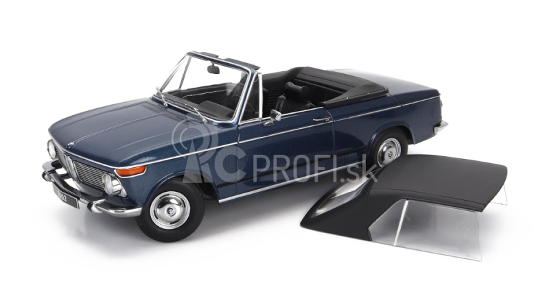 BMW 2002 Cabriolet 1968 v mierke kk - s odnímateľnou mäkkou strechou 1:18 Blue Met