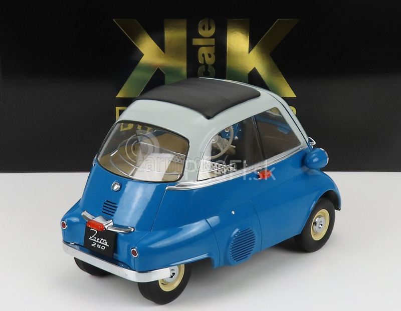 BMW Isetta 1959 v mierke 1:12 modrá svetlomodrá