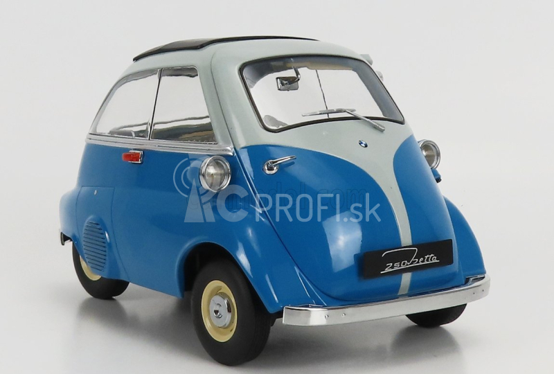 BMW Isetta 1959 v mierke 1:12 modrá svetlomodrá