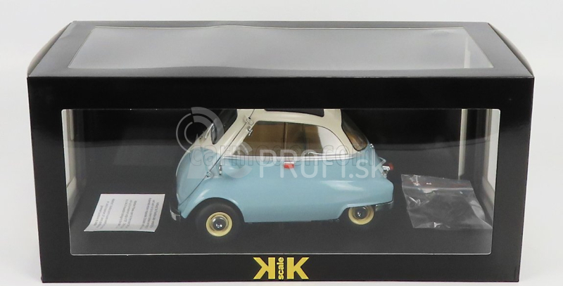 BMW Isetta 1959 v mierke 1:12 svetlo modrá biela