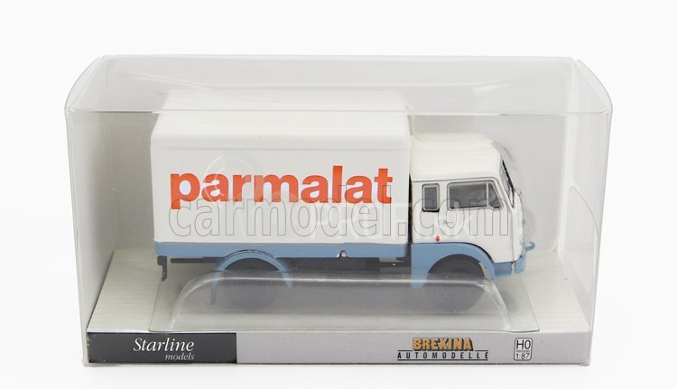 Brekina plast Fiat 642 Truck Cassonato Parmalat 1962 1:87 Biela Svetlomodrá