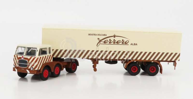 Brekina plast Fiat 690 T Truck 3-assi Telonato Industria Dolciaria Ferrero 1960 1:87 béžová hnedá