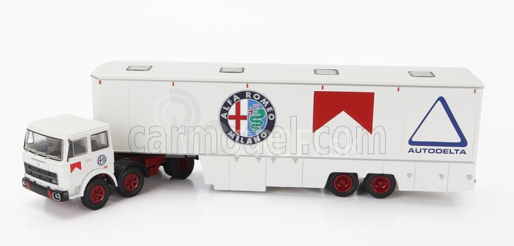 Brekina plast Fiat 691 T Truck Team Autodelta Alfa Romeo Car Transporter 1970 1:87 Biela