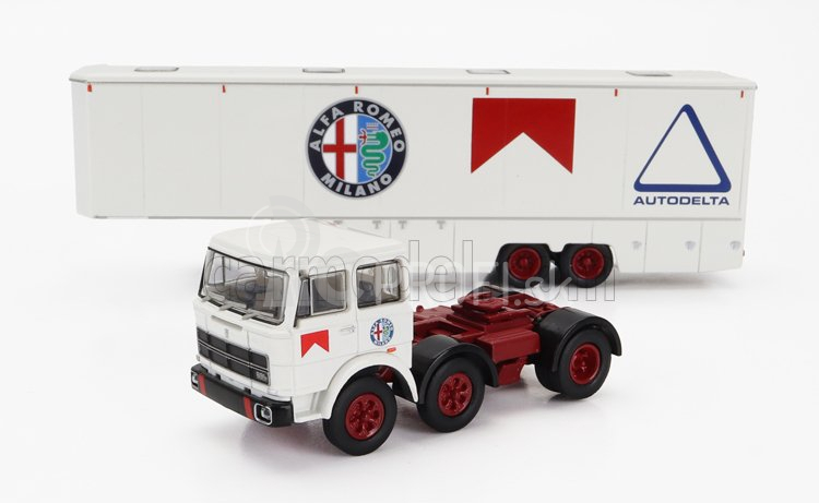 Brekina plast Fiat 691 T Truck Team Autodelta Alfa Romeo Car Transporter 1970 1:87 Biela