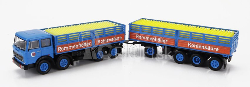 Brekina plast Fiat 691 Truck Millepiedi Rommenholler Kohlensaure 1970 1:87 Modrá čierna žltá