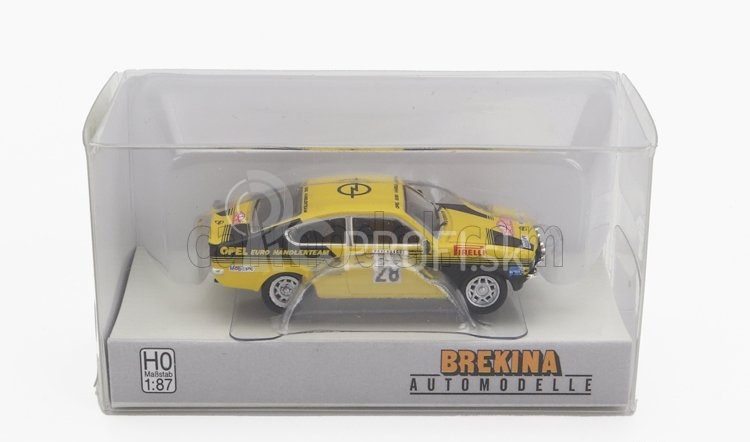 Brekina plast Opel Kadett C Gt/e (nočná verzia) N 28 Rally Montecarlo 1976 Anders Kullang - Claes Goran Andersson 1:87 žltá čierna