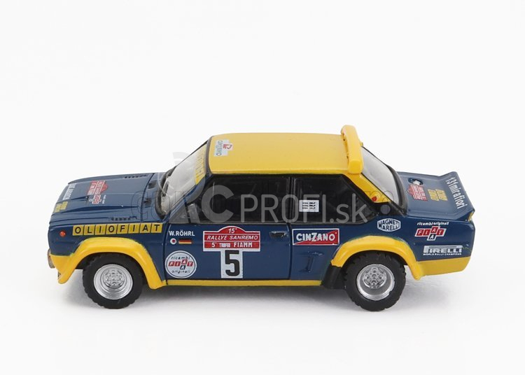 Brekina plastic Fiat 131 Abarth N 5 Rally Sanremo 1977 Walter Rohrl - Willi Peter Pitz 1:87 Modrá žltá