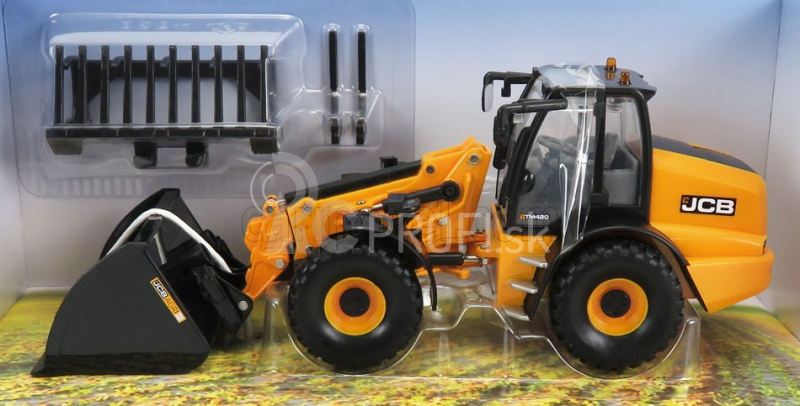 Britains JCB Tm420 Ruspa Gommata Traktor - škrabák 1:32 žltý čierny