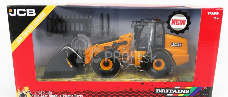 Britains JCB Tm420 Ruspa Gommata Traktor - škrabák 1:32 žltý čierny