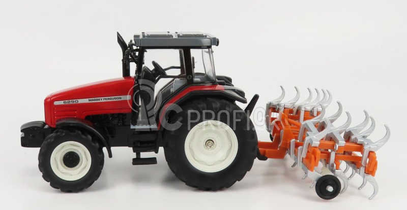 Britský traktor Massey ferguson 6290 s prívesom 2012 1:32 červený oranžový