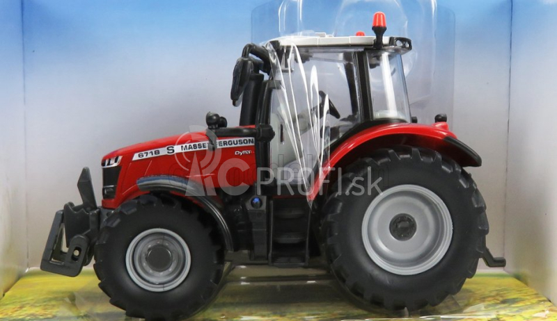 Britský traktor Massey ferguson 6718 2016 1:32 červený strieborný