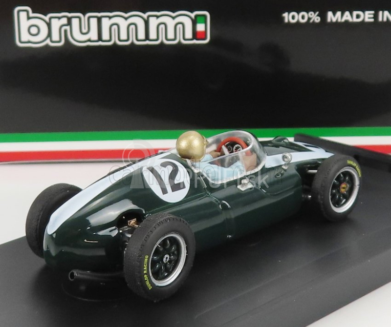 Brumm Cooper F1 T51 Climax N 12 Winner British Gp Jack Brabham 1959 Majster sveta - s figúrkou vodiča 1:43 Zelená biela